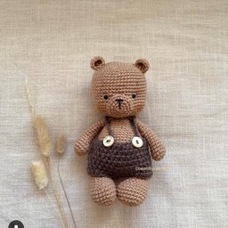 عروسک بافتنی تدی خرسه طرح پسرانه  مناسب سیسمونی یادگاری هدیه