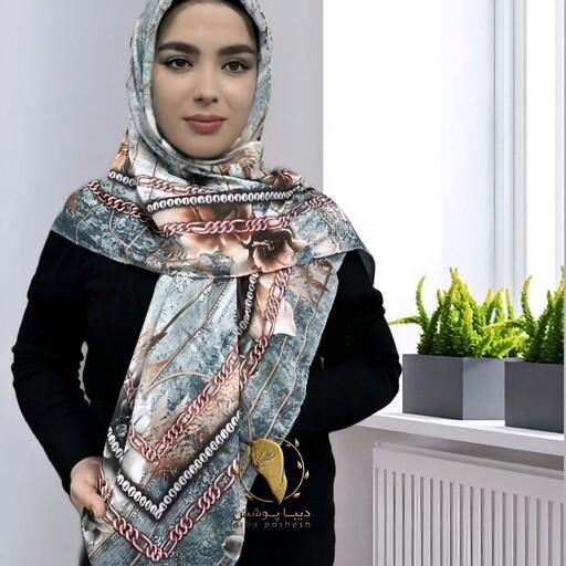 روسری نخی رنگی طرحدار قواره 120 کوتاه حراجی