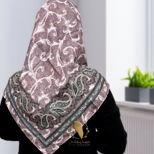 روسری نخی رنگی قواره کوتاه 120 طرحدار حراجی