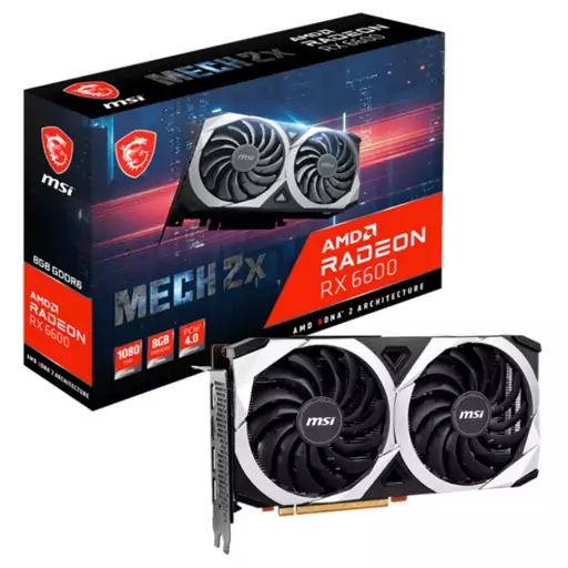 کارت گرافیک MSI  RX 6600 با گارانتی 1 ساله MSI AMD Radeon RX 6600 8G GDDR6 Graphics Card