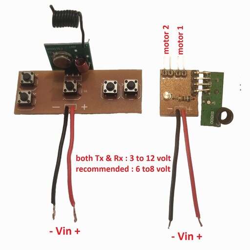 رادیو کنترل و رسیور ماشین کنترلی 5 کاناله  با برد 100 متر  3v-9v-1.5A