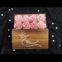 باکس گل چوبی همراه با حکاکی روی چوب 