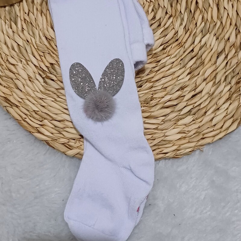 جوراب شلواری بچگانه طرح خرگوش رنگ سفید