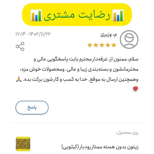 زیتون بدون هسته ممتاز رودبار (کیلویی)