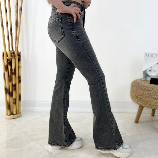 شلوار جین زنانه بوتکات (دمپاگشاد) رنگ زغالی قیمت مناسب اعلا
