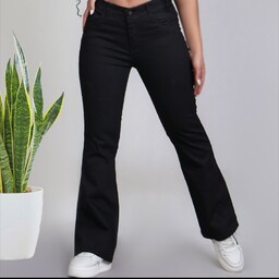 شلوار جین زنانه بوتکات (دمپاگشاد) رنگ مشکی قیمت مناسب وبا کیفیت 