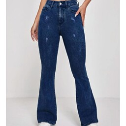 شلوار جین زنانه بوتکات (دمپاگشاد) رنگ آبی تیره قیمت مناسب اعلا 