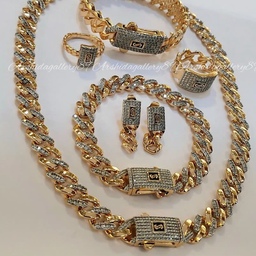 ست گردنبند و دستبند لاکچری موناکو با آبکاری طلای 18 عیار و نگین های زیرکنیای اتریشی