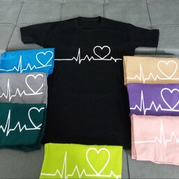 تی شرت زنانه طرح ضربان قلب فری سایز (36 تا 44)