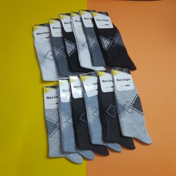 جوراب مردانه ساقدار عمده 12 عددی در یک جین در رنگبندی  در 3 طرح متنوع 