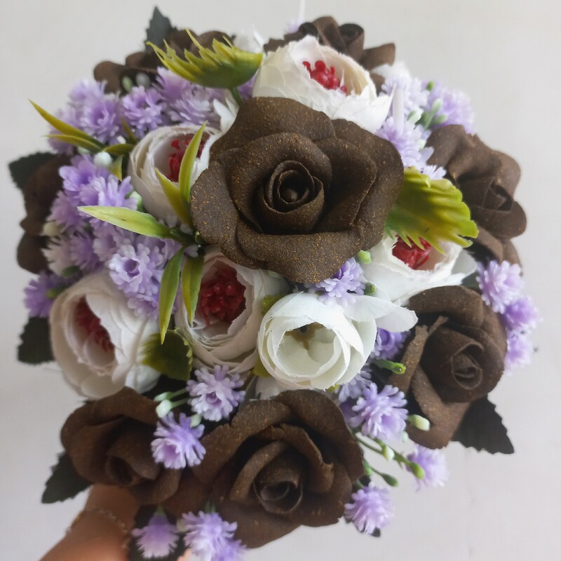 دسته گل عروس ترکیب گل مصنوعی وحنا مناسب حنابندان 