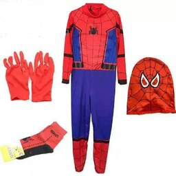 ست لباس شخصیت مرد عنکبوتی مجموعه 4 عددی سایز 100 سانتی متری (مناسب سنین 5 تا 6 سال)