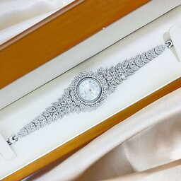 ساعت نقره زنانه صفحه گرد سوفیا تمام نقره با عیار 925  با دو سال گارانتی و کارت گارانتی و روکش طلا سفید