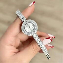 ساعت نقره زنانه صفحه گرد مدل لیا تنام نقره با عیار 925 با دو سال گارانتی و کارت گارانتی و روکش طلا سفید