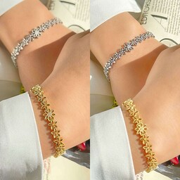 دستبند نقره زنانه سوپر تراش  مدل آریانا،عیار 925،با روکش طلا سفید و زرد