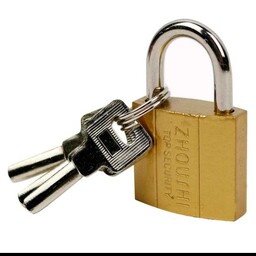 قفل آویز طلایی کلید ناودانی گوسام سایز 63 میلی متر 