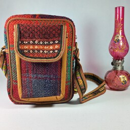 کیف سنتی زنانه جنس گلیم و جاجیم دستبافت مدل جلو جاموبایلی