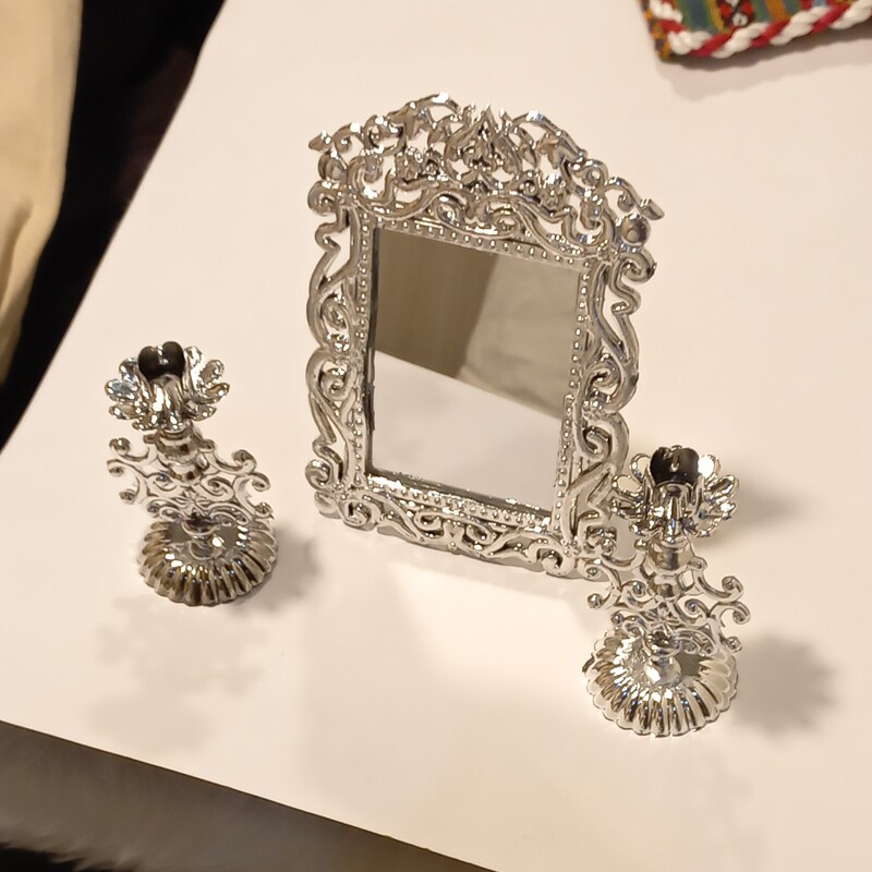 آینه و شمعدان سایز کوچک فوق العاده قشنگ و زیبا فانتزی قیمت قبل فقط 20 تومن