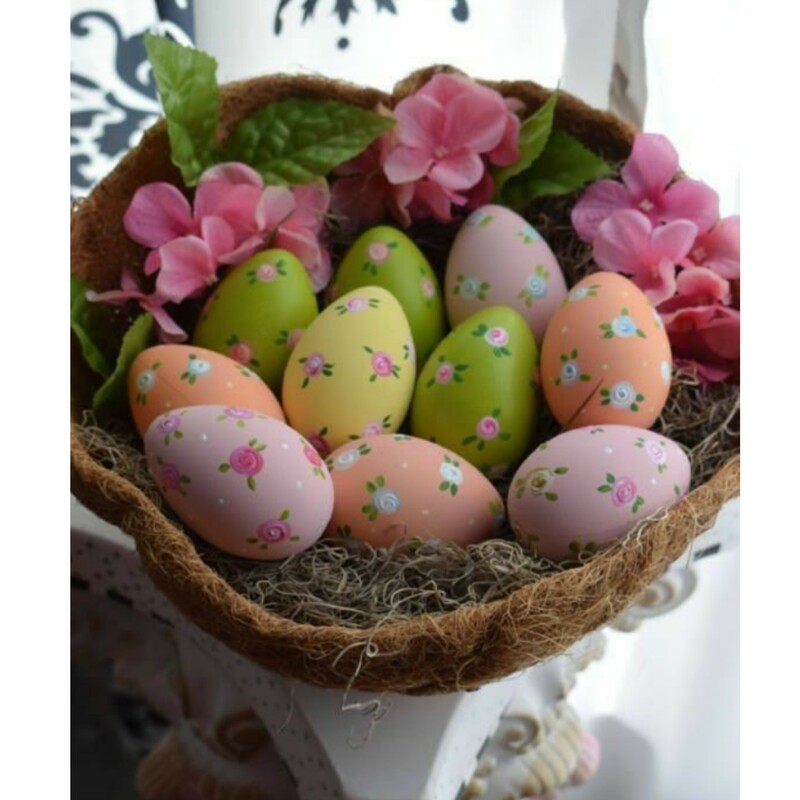 تخم مرغ رنگی سفالی عید نوروز طرح گل گلی تماما نقاشی کار دست و ضد آب