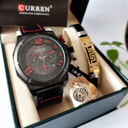 ساعت اورجینال مردانه کارن،دستبند پلاک دار رنگ ثابت و انگشتر  رولکس طلاروس