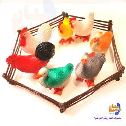 اسباب بازی ماکت پرندگان پلاستیکی 7 عددی با حصار (سایز متوسط) 