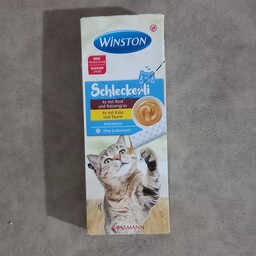 بستنی گربه وینستون 8عددی طعم های گوشت و علف گربه و پنیر و تائورین 