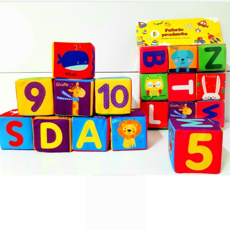 بازی مکعب های ابری پارچه ای اعداد و حروف انگلیسی (9عددی) 