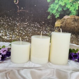شمع سه تایی رنگ شیری،با قطر 6