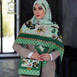 ست کیف و روسری زنانه رنگ سبز طرح جدید مجلسی زیبا و شیک با ارسال رایگان mo961