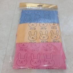 دستمال نانو حوله ای جادویی سه عددی در سه رنگ مختلف مدل خرگوشی 