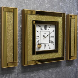 ساعت دیواری آینه ای گوشواره دار  آکیا مربع آکیا کد 6121  طلایی نقره ای برنز