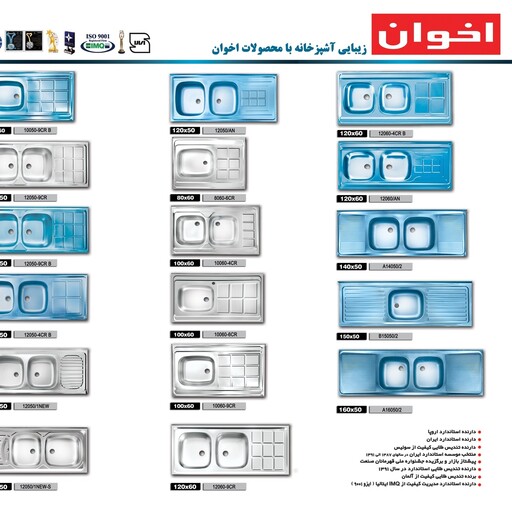 سینک ظرفشوئی تمام استیل با ضخامت  یک سانتیمتر محصول شرکت bento مدلb90  روکار و زیر کار در رنگبندی واندازه های متنوع 