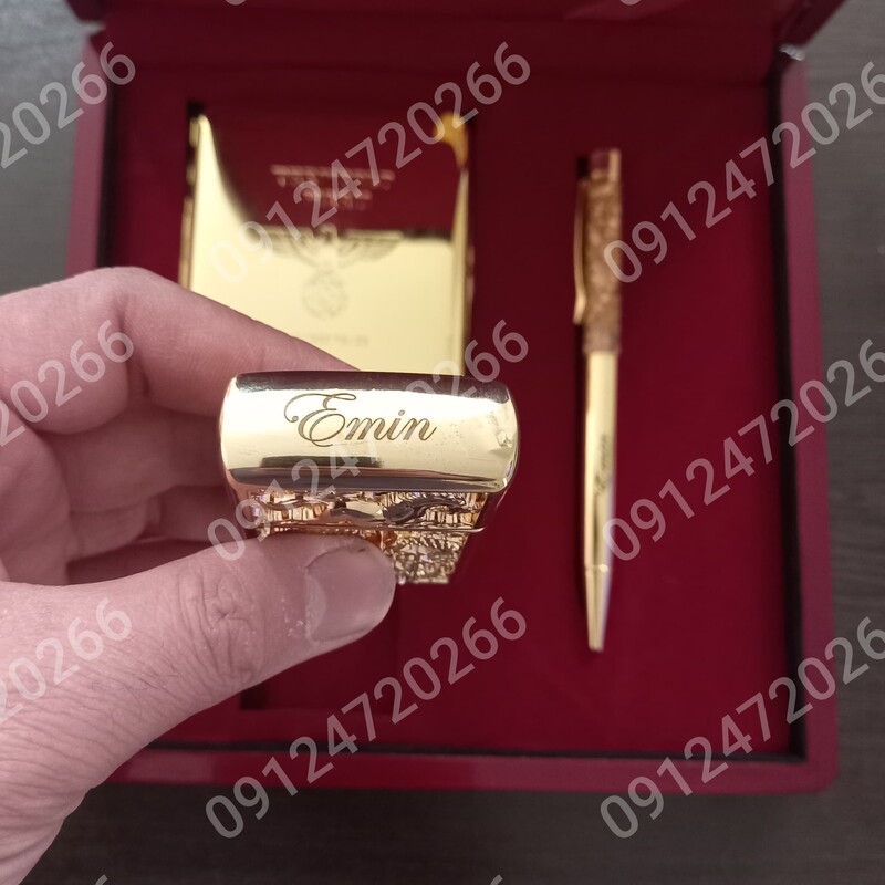 ست روکش طلا 24عیار باکس سیگار فندک خودکار تایوانی با حک اسم رایگان و جعبه چوبی اینستاگرام kadoonlineorg بیش از 3000نمونه