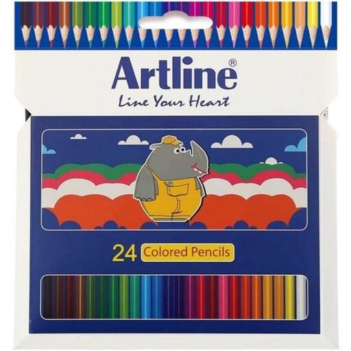 مداد رنگی سه گوش  24 رنگ آرت لاین جعبه مقوایی 