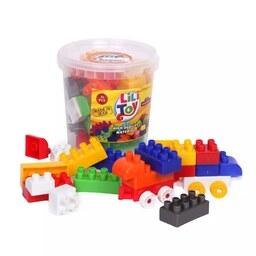 اسباب بازی لگو خانه سازی ساختنی 32 تکه سطلی اسباب بازی آجر بازی کودک 32 قطعه ظرفی اسباب بازی لگو کودکانه بسته ای 32 تکه