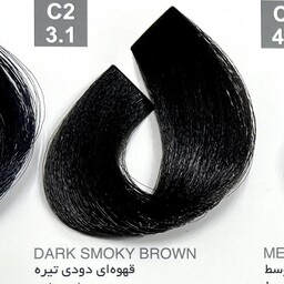 رنگ قهوه ای دودی تیره C2 ،3.1 ،رنگ مو کاترومر بدون آمونیاک و یک عدد اکسیدان 150 میلی لیتر