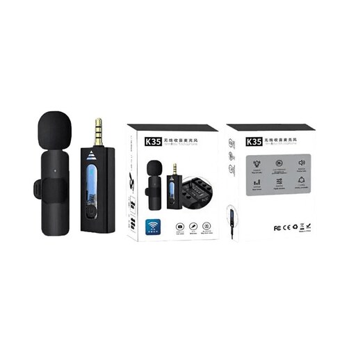 میکروفون یقه ای بیسیم K35 Wireless Microphone - میکروفون بلوتوثی دوربین اسپیکر آمپلی فایر 