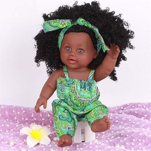 اسباب بازی عروسک دختر مو فرفری سیاهپوست 30 سانتی اورجینال