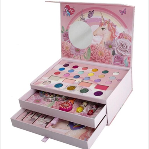 اسباب بازی ست لوازم آرایشی سه طبقه طرح یونیکورن unicorn makeup box