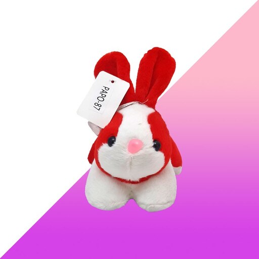 عروسک خرگوش دو رنگ نشسته