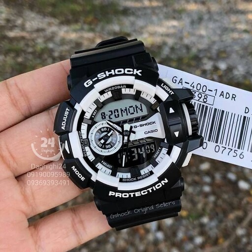 ساعت جی شاک رنگیGA-400HR-1AD (جیشاک GShock) ga400، تنظیم اتوماتیک با پایتخت کشورها ، اتولایت دار