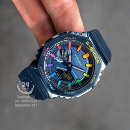 ساعت  مچی جی شاک آبی سرمه ای ga2100  مسترکپی(کیس استیل)(جیشاک GShock) تنظیم اتوماتیک با پایتخت کشورها ، اتولایت اتوماتیک