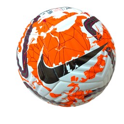 توپ فوتبال  چرمی سایز 5 نایک طرح  پریمیر لیگ جزیره  انگلیس 2024 سفید نارنجی طراحی عالی مناسب چمن 