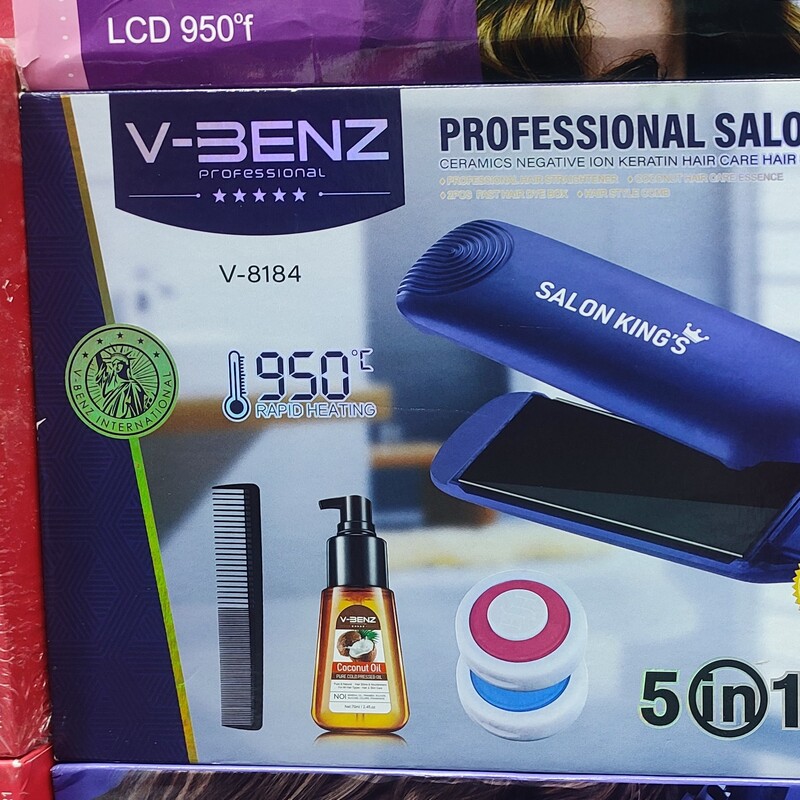 اتو مو کراتینه 950 درجه دیجیتالی وی بنز مدل V-BENZ 5N1 V-8184V-BENZ 5N1 V-8184 Professional Hair Straightener 