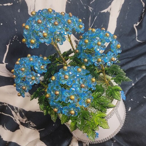 گل شمعدونی کریستالی  گل جاودان (رنگ آبی)ارتفاع 35 دستساز  ارسال رایگان و فوری