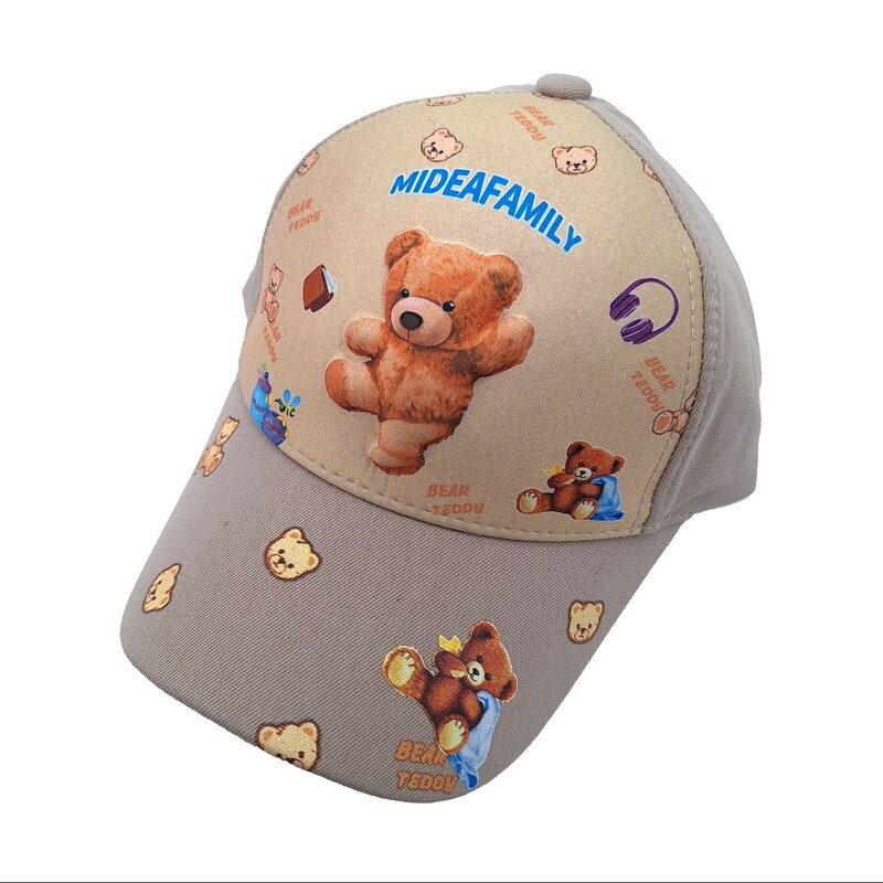 کلاه کپ پسرانه مدل خرس برجسته کد 1143 رنگ کرم