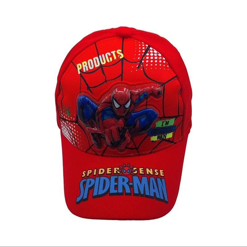 کلاه کپ پسرانه مدل مرد عنکبوتی چراغدار کد 1144 رنگ قرمز