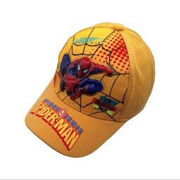 کلاه کپ پسرانه مدل مرد عنکبوتی چراغدار کد 1144 رنگ زرد