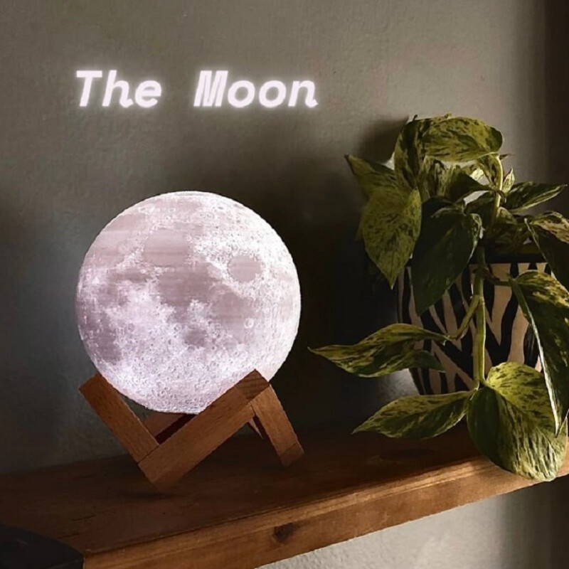 آباژور کره ماه با پایه چوبی قطر 20