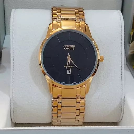 ساعت مچی مردانه سیتیزن سفیر CITIZEN SAPPHIRE ژاپن موتور طلایی مدل 2039Gطلایی صفحه مشکی 